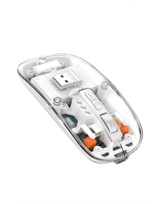 Sessiz Tıklama Çift Modlu Bluetooth Ve Alıcı Şeffaf Mouse Fare