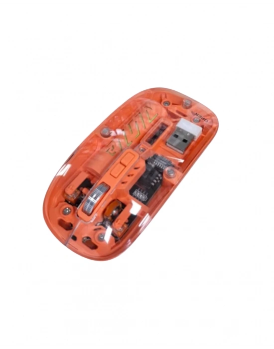® Sessiz Tıklamalı Şeffaf Mouse Bluetooth ve USB Uyumlu