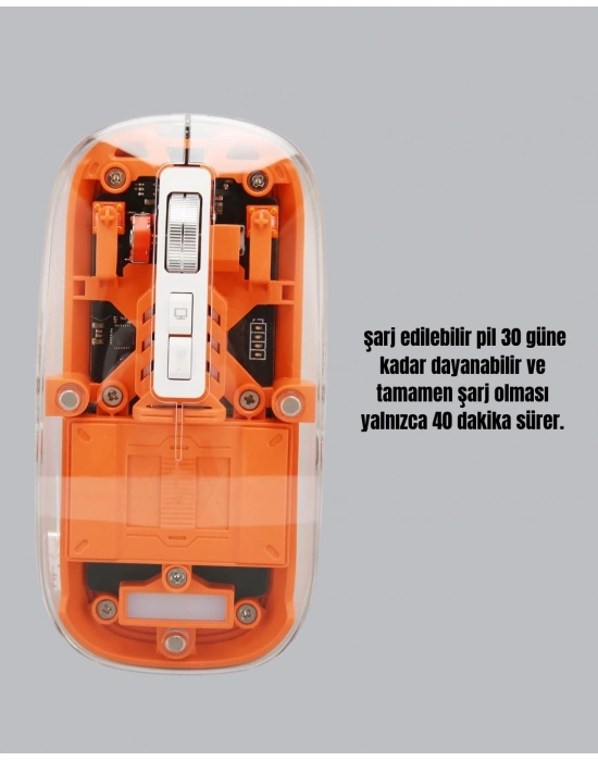 ® Sessiz ve Ergonomik Kablosuz Fare - 30 Gün Kullanım, 2 Modlu Bağlantı