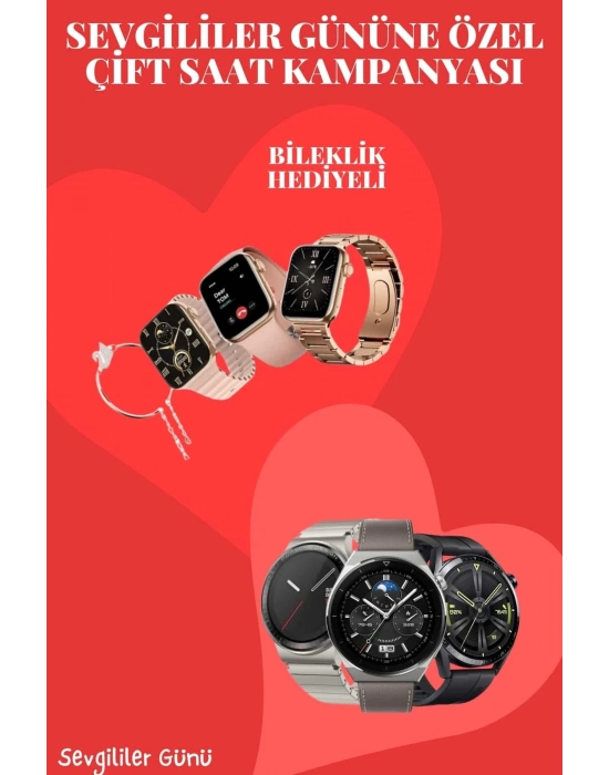 ® Sevgiliye Özel Yeni Nesil Akıllı Saat Çiftlere Özel Kampanya Çift Saatleri