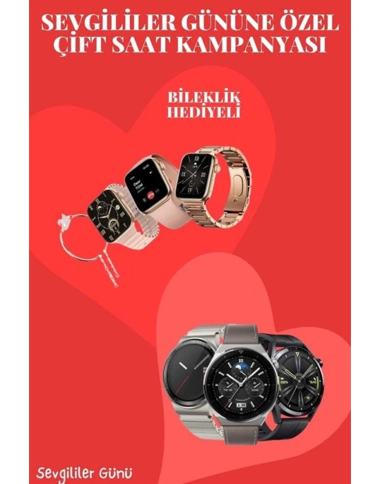 ® Sevgiliye Özel Yeni Nesil Akıllı Saat Çiftlere Özel Kampanya Çift Saatleri