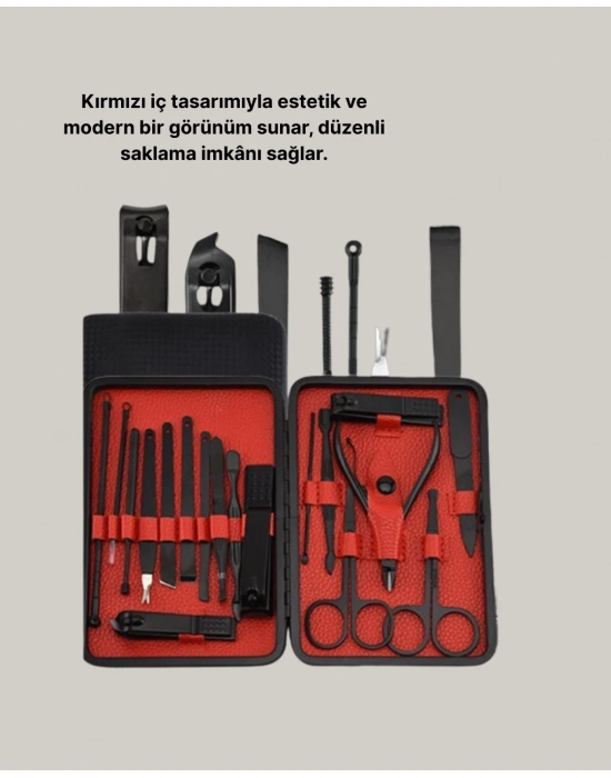 ® Şık Kutu Tasarımlı 17 Parça Manikür Pedikür Seti Dayanıklı ve Hijyenik