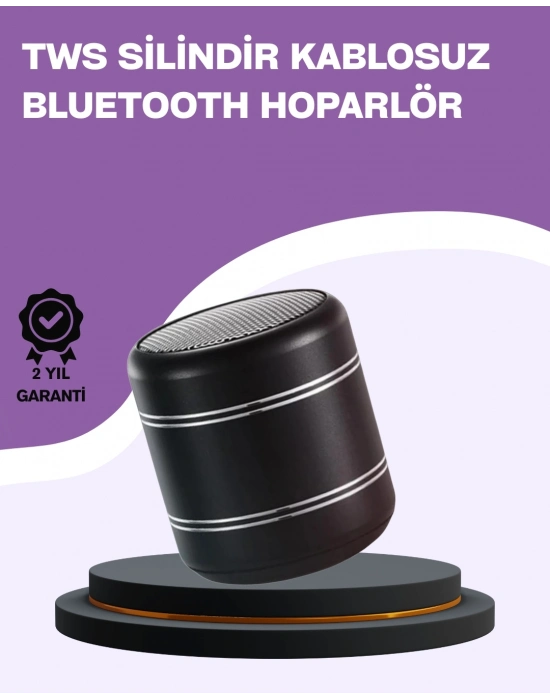 ® Silindir Tasarım Mini Bluetooth Hoparlör 10m Çekim Güçlü Bas ve Mikrofonlu