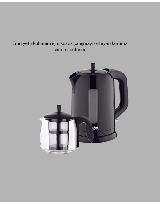 ® Sinbo Elektrikli Çay Makinesi 1.7 L Su Isıtıcı ve Cam Demlikli Güvenli Kullanım