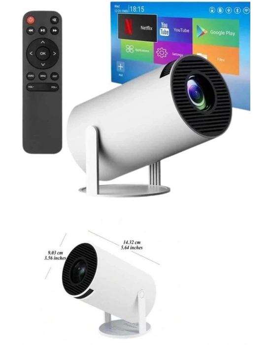 ® Sinema Projektörü Android HDMI USB WİFİ Ses Çıkışlı Ayaklı Projeksiyon Taşınabilir