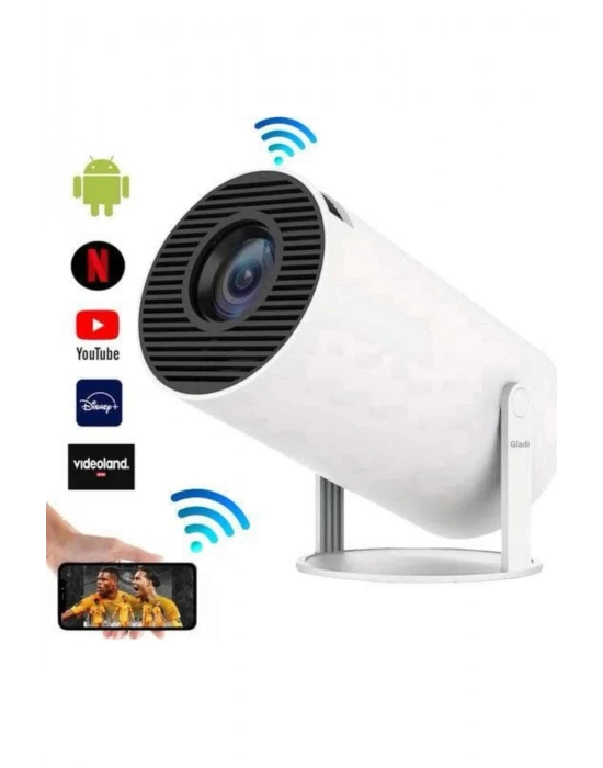 ® Sinema Projektörü Android HDMI USB WİFİ Ses Çıkışlı Ayaklı Projeksiyon Taşınabilir