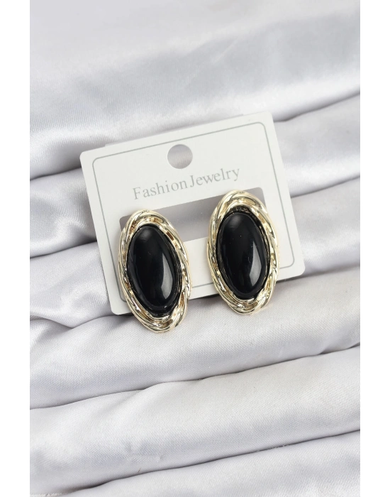 ® Siyah Badem Model Vintage Kadın Küpe