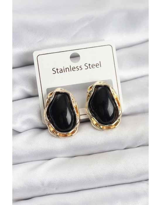 ® Siyah Damla Model Pirinç Vintage Kadın Küpe