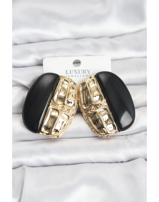 ® Siyah Renk Pirinç Vintage Kadın Küpe