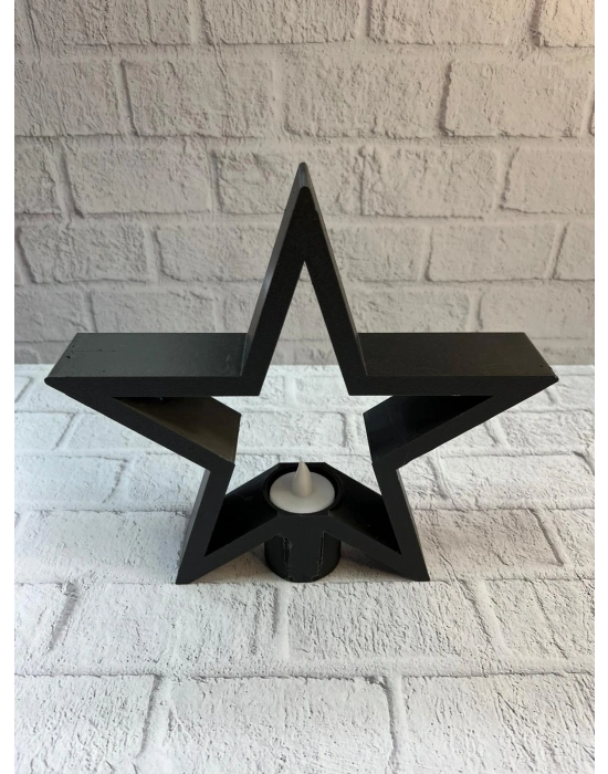 ® Siyah Yıldız Şeklinde Mumluk Loş Işık Dekor Aksesuarı