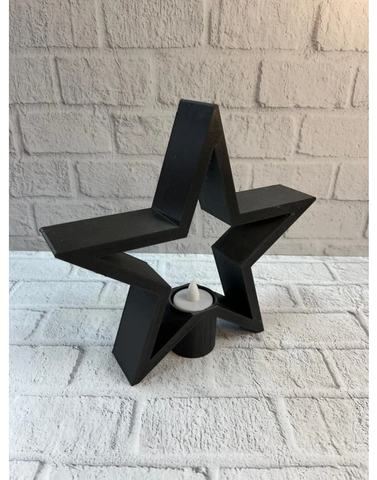 ® Siyah Yıldız Şeklinde Mumluk Loş Işık Dekor Aksesuarı