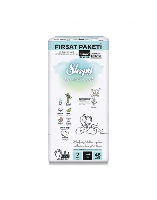 ®   Bio Natural Bebek Bezi Fırsat Paketi 2 Beden 3-6 Kg 48 Adet