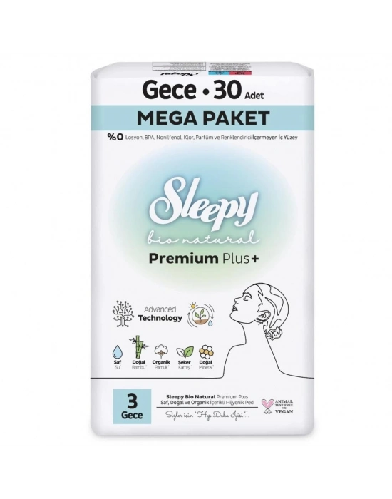®   Bio Natural Premium Plus Mega Gece Ped 30 Adet