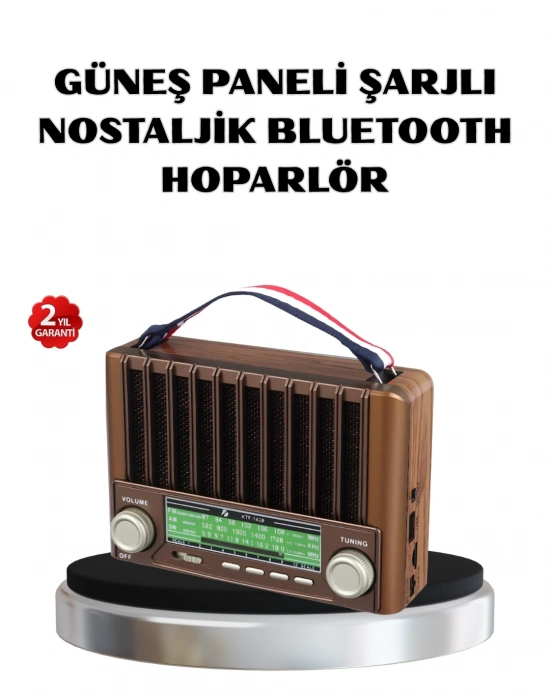 ® Solar Hoparlör Bluetooth FM AM SW Radyo Çok Fonksiyonlu Şarjlı