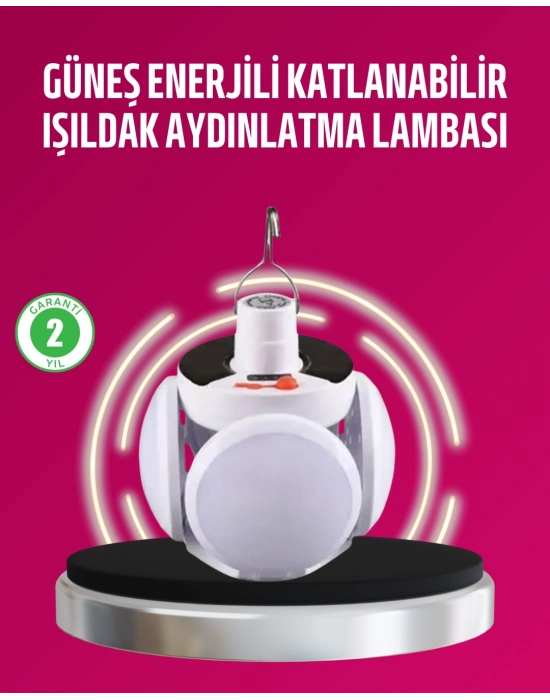 ® Solar ve USB Şarjlı Su Geçirmez Katlanabilir LED Lamba