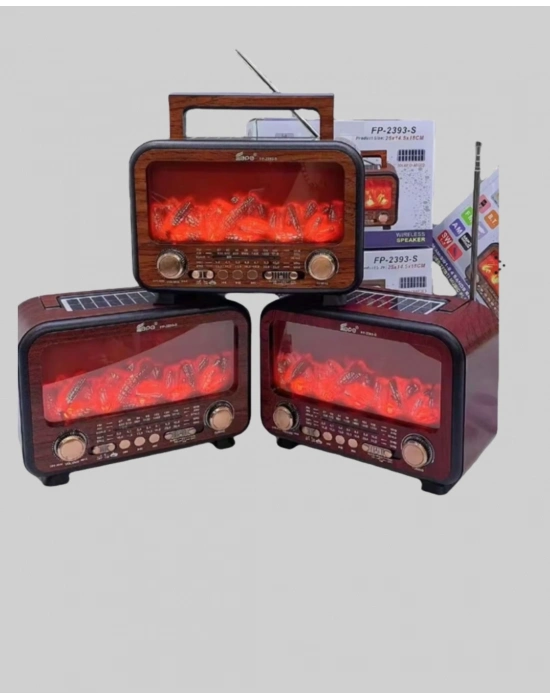 ® Şömine Alev Işıklı Solar Bluetooth Hoparlör – 7W Güçlü Ses, FM Radyo