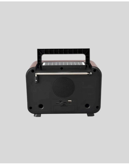 ® Şömine Efektli Solar Hoparlör Bluetooth 5.3 Radyo AUX USB TF Destekli