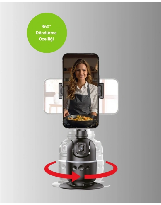 ® Sosyal Medya İçerikleri İçin Otomatik Yüz Takipli 360° Döner Gimbal Stand