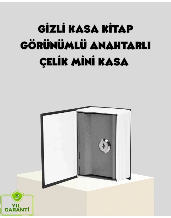 ® Sözlük Görünümlü Gizli Kitap Kasa – Anahtarlı Metal İç Kasa, Kompakt Boyut, Şık ve Güvenli Tasarım