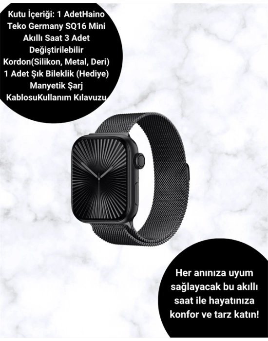 ® SQ-16 Mini Series 10 – Dokunmatik Akıllı Saat | Kalp Ritmi, SpO2, Uyku Takibi