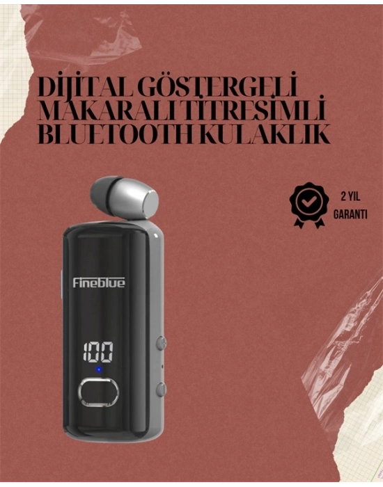 ® Su Geçirmez Fineblue F580 Kulaklık – Dijital Ekranlı, Klipsli, Geri Çekilebilir Kablo ve Gürültü Engelleme Özellikli