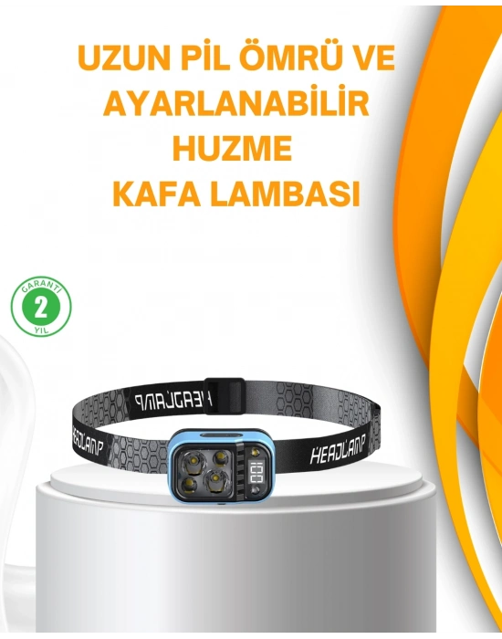 Su Geçirmez LED Kafa Lambası 53 Çalışma Modu Güç Ekranlı