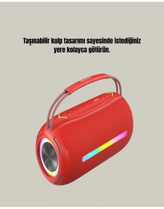 ® Suya Dayanıklı 20W RGB Hoparlör Bluetooth, USB, SD Kart ve AUX Girişli