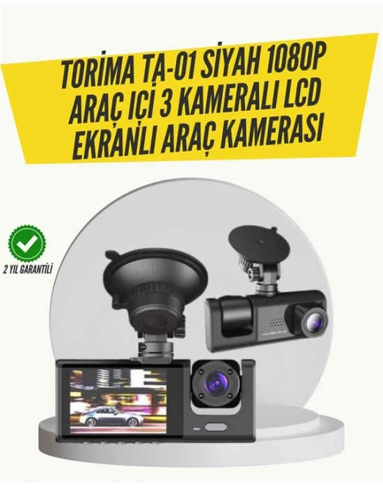 ® TA-01 3 Kameralı 1080P Araç Kamerası Siyah