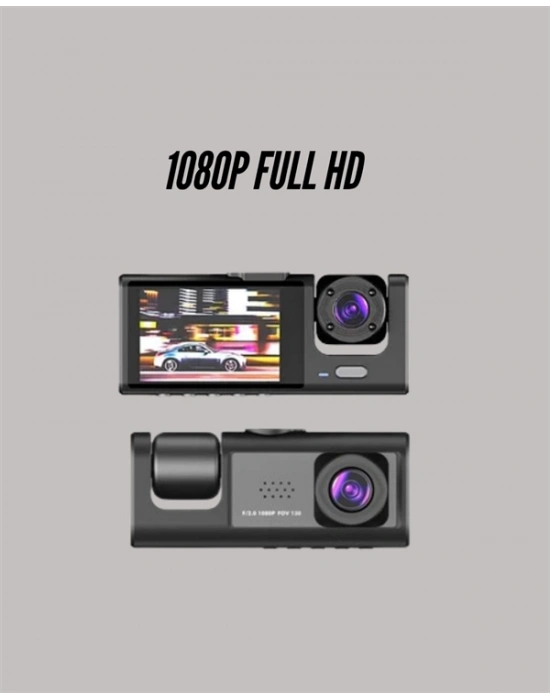 ® TA-01 3 Kameralı 1080P Araç Kamerası Siyah