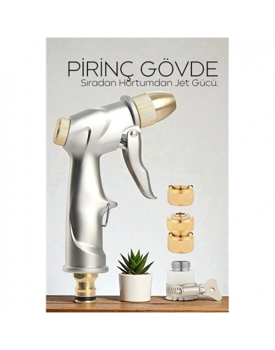 ® Tamamı Metal Yüksek Basınçlı Ayarlanabilir Bahçe/Oto Yıkama Tabancası Nozul