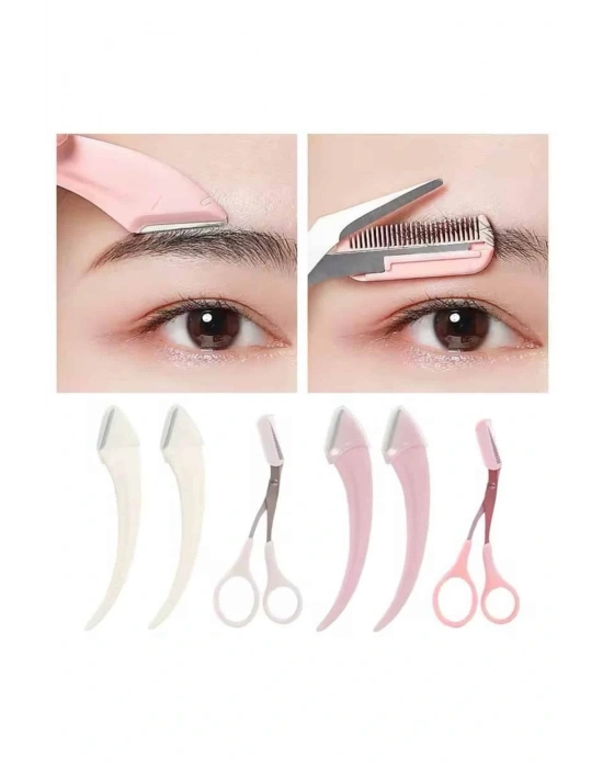® Taraklı Kaş Bıyık Makası Ve Kaş Ustura Seti Kaş Bıyık Tüy Alma Epilasyon Aleti 2li Set
