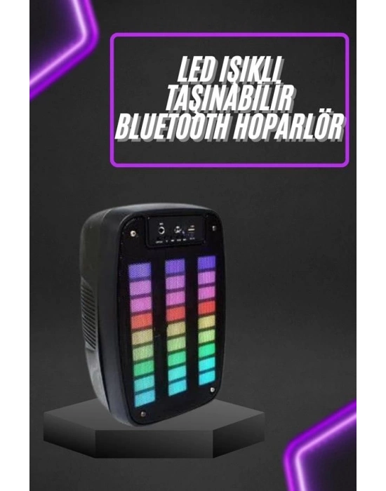 ® Taşınabilir 6.5 inç LED Bluetooth Kareoke Hoparlör RGB Işıklı Radyolu
