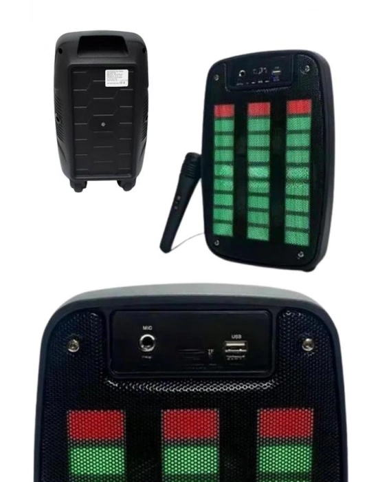 ® Taşınabilir 6.5 inç LED Bluetooth Kareoke Hoparlör RGB Işıklı Radyolu