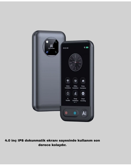 ® Taşınabilir Akıllı Sesli Çeviri Cihazı – 139 Dil Desteği, Dokunmatik Ekran
