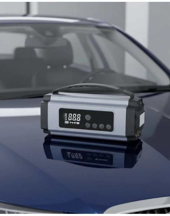 ® Taşınabilir Akü Takviye Cihazı Dijital Hava Kompresörü Powerbank ve LED Fener Bir Arada