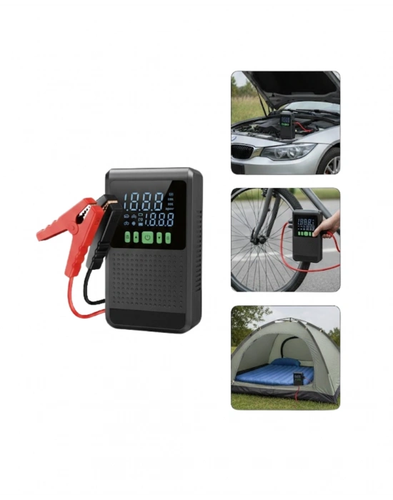 ® Taşınabilir Araç Akü Şarj Takviye Cihazı 150 PSI Dijital Kompresör