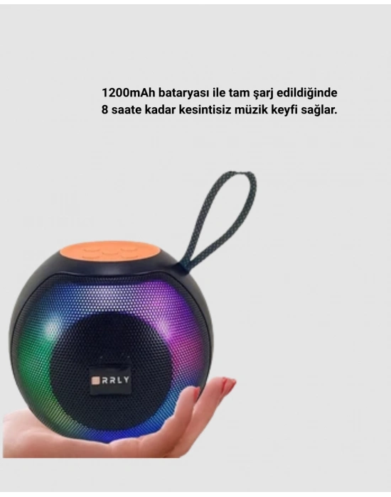 ® Taşınabilir Bluetooth Hoparlör – RGB Işıklı, Güçlü Bas ve 8 Saat Pil Ömrü