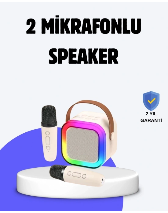 ® Taşınabilir Bluetooth Karaoke Hoparlör – 2400 mAh Batarya