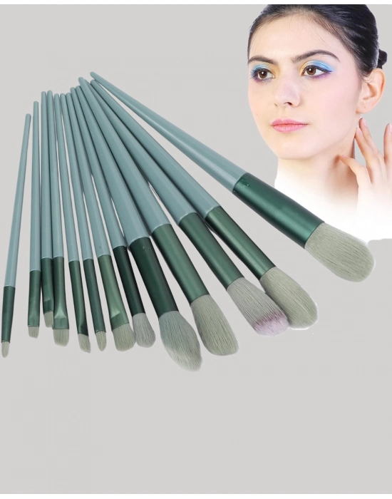 ® Taşınabilir Ergonomik Yapılı 13 Adet Fiber Kıllı Yüz ve Göz Makyaj Fırçası Seti