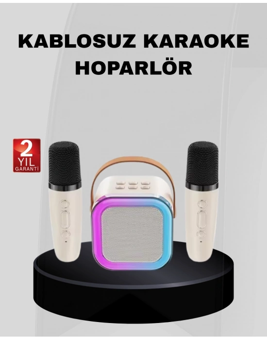 ® Taşınabilir Karaoke Hoparlör Bluetooth 5.0 ve Çift Mikrofonlu