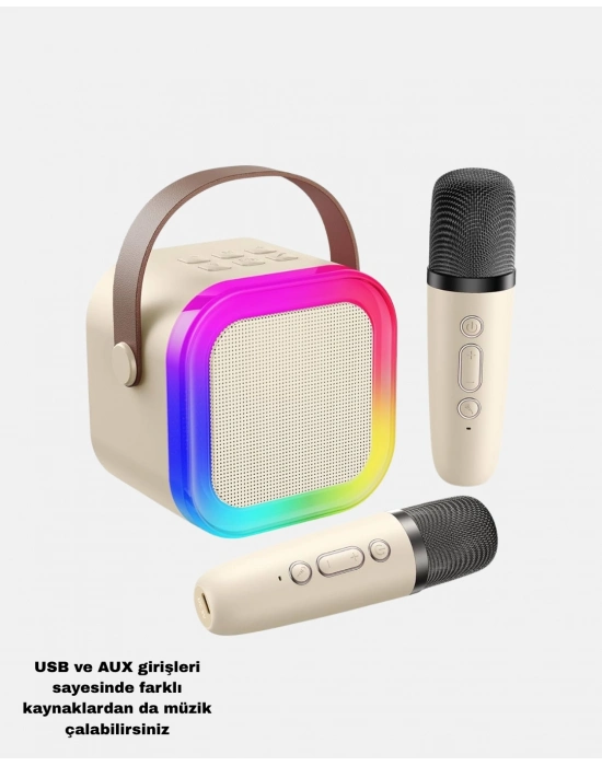 ® Taşınabilir Karaoke Hoparlör Bluetooth 5.0 ve Çift Mikrofonlu
