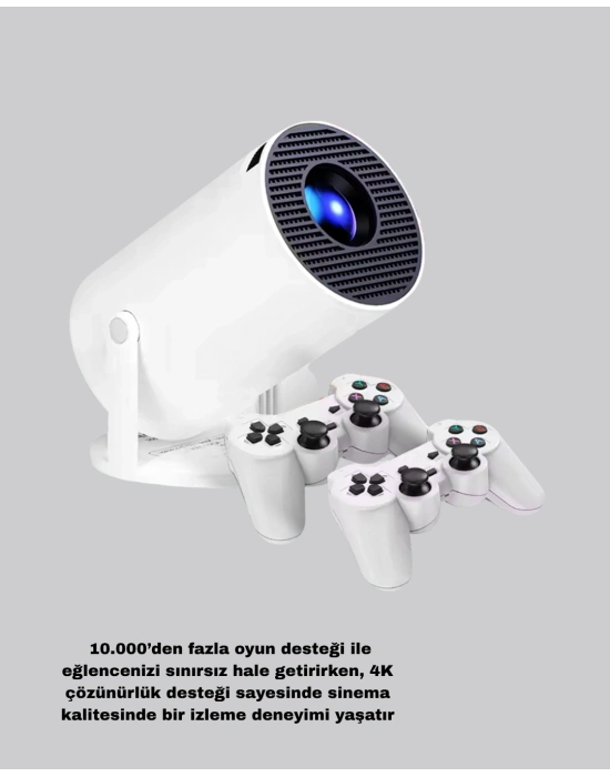 ® Taşınabilir Projeksiyon Cihazı 4K Destekli Wi-Fi Kablosuz Ekran Yansıtma
