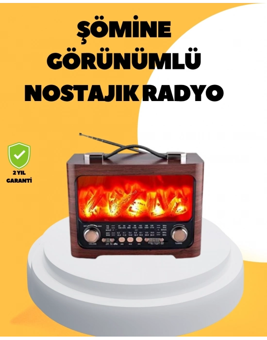 ® Taşınabilir Şömine Görünümlü Bluetooth Hoparlör – Solar Şarjlı, Alev Işıklı, 7W Ses