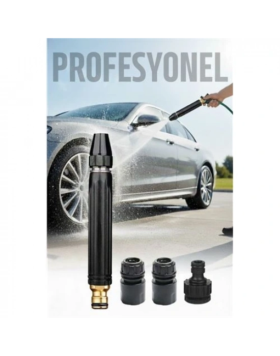 ® Tazyik Arttıran Oto Yıkama Hortum Başlığı Seti | Basınçı Oto Yıkama 3 Musluk Adaptörlü Güçlü Jet