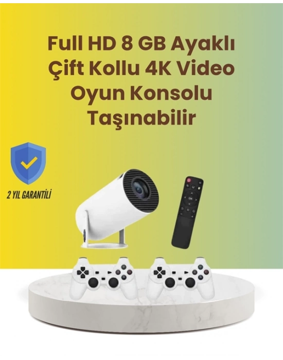 ® TÇift Kollu Tasarımlı Kablosuz Projeksiyon – 4K, 10.000 Oyun ve Smart App Desteği