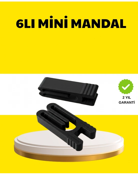 ® Tekrar Kullanılabilir Poşet Mandalı Siyah 6’lı Set