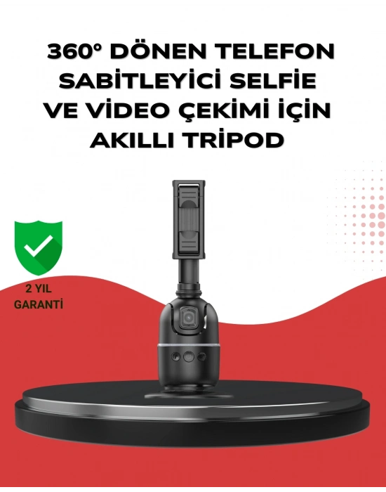 ® Telefon ve Kamera Uyumlu 360° Otomatik Takipli Akıllı Masa Tripodu