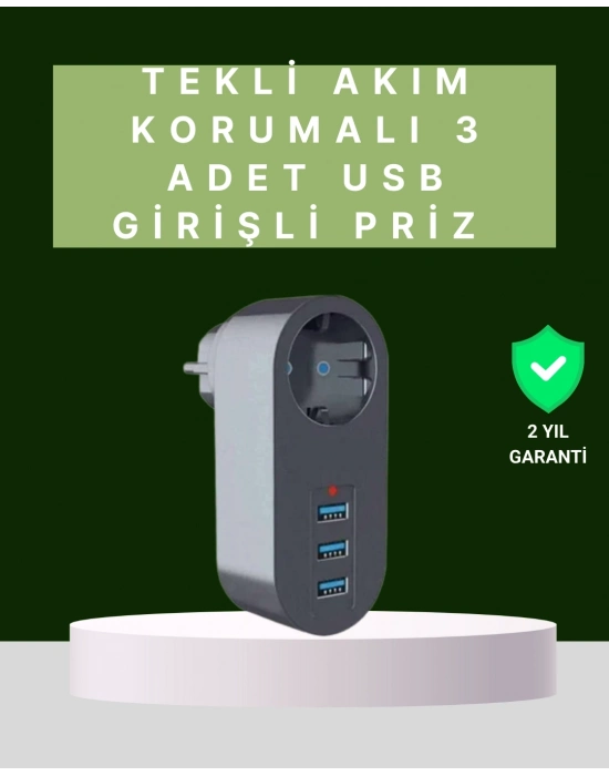 ® Termal Akım Korumalı 3 USBli Güvenli Priz – Akıllı Akım Dengeleme