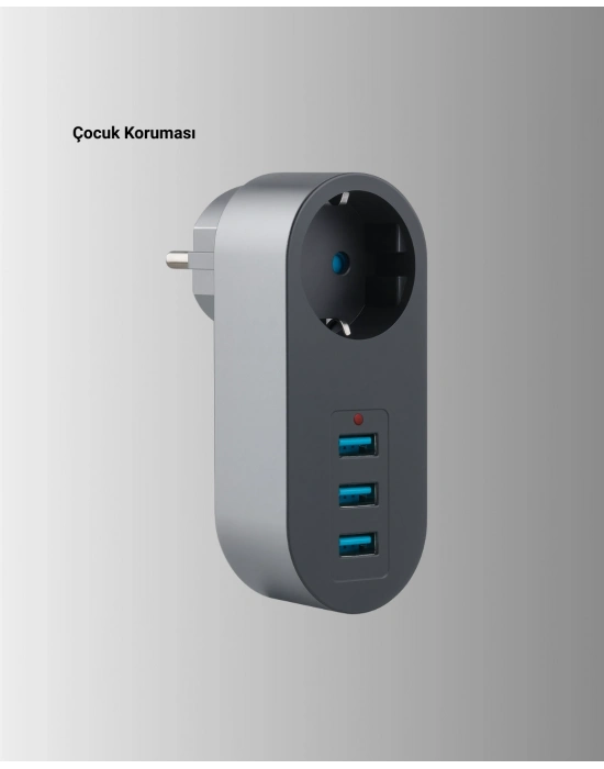 ® Termal Akım Korumalı 3 USBli Güvenli Priz – Akıllı Akım Dengeleme