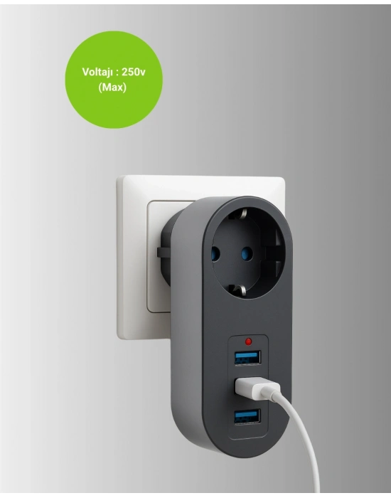 ® Termal Akım Korumalı 3 USBli Güvenli Priz – Akıllı Akım Dengeleme